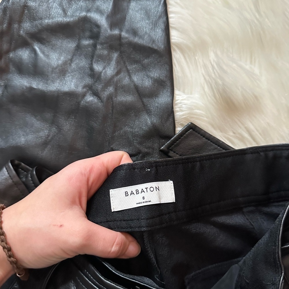 ARITZIA Babaton Vegan Leather Trousers In Black - Picture 4 of 6